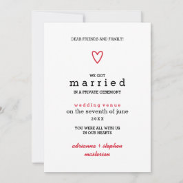 Minimal moderno | Corazón Rojo | Invitación matrim