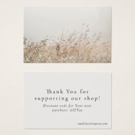 Minimal nature shop thank you card with discount