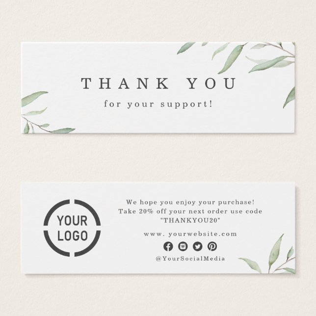Minimal rustic greenery logo business thank you (Anverso y reverso)