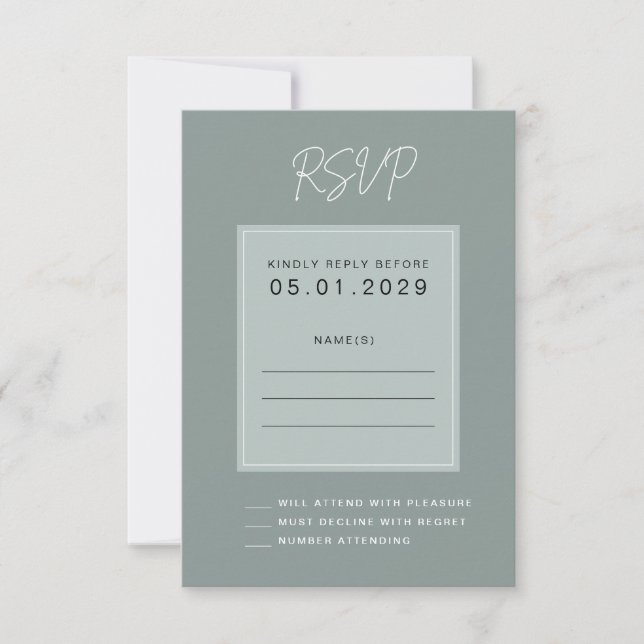 Minimal Sage Wedding RSVP Card (Anverso)