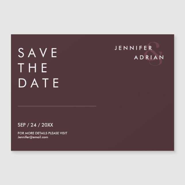 Minimal Sello Café Oscuro Horizontal Save The Date (Anverso)