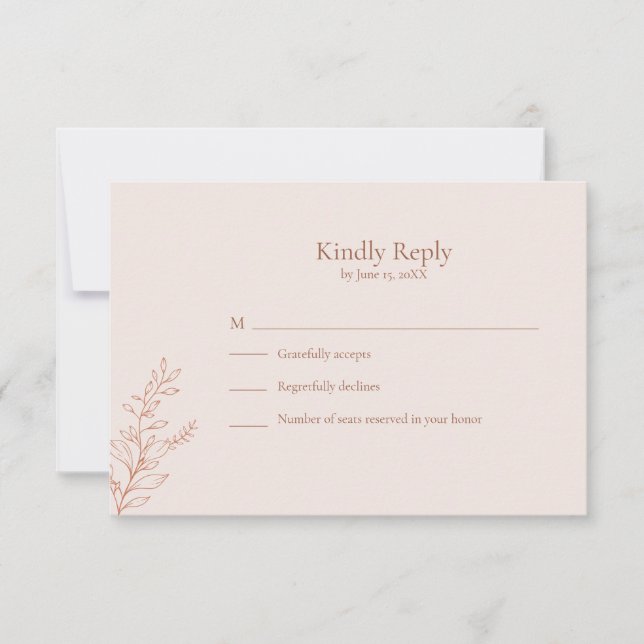 Minimal Terracotta Botanical RSVP Card (Anverso)