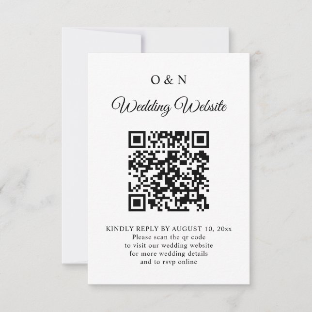 Minimal Wedding Black and White QR Code RSVP (Anverso)