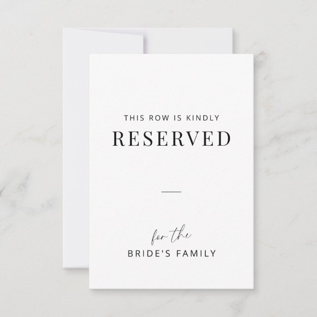 Minimal Wedding Family Reserved Row Tag (Anverso)