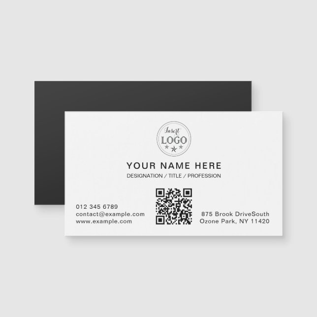 Minimal White Magnetic Card with Your Info (Anverso/Reverso)