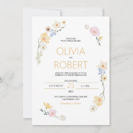 Minimalismo y flores Invitación a la boda