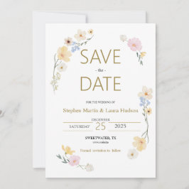 Minimalismo y flores Salven la invitación a la fec