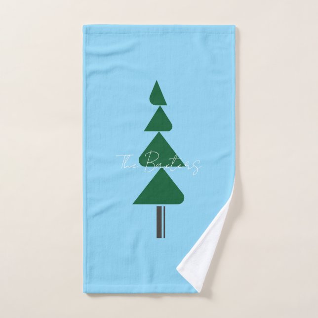 Minimalist Abstract Green Chic Christmas Tree (Toalla de mano)