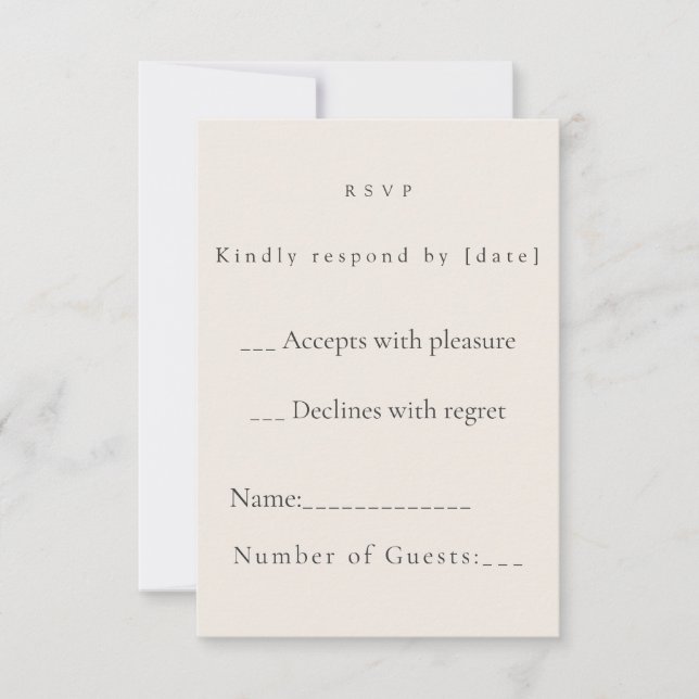 Minimalist Beige Weddding RSVP Card (Anverso)