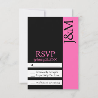 Minimalist Black and Hot Pink Magenta RSVP card