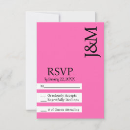 Minimalist Black and Hot Pink Magenta RSVP card