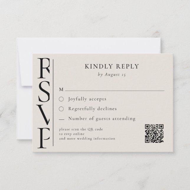 Minimalist Black and Ivory Modern Wedding RSVP (Anverso)