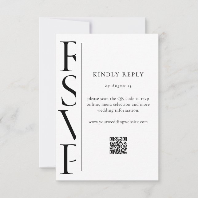 Minimalist Black and White Modern Wedding RSVP (Anverso)