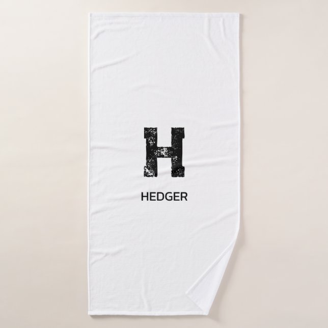 MINIMALIST BLACK ONE LETTER MONOGRAM NAME WHITE (Toalla de baño)