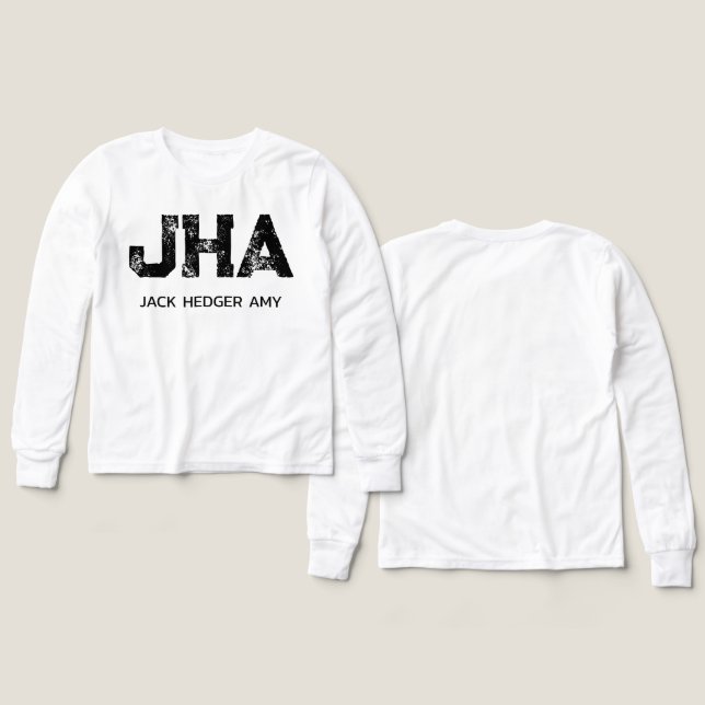 MINIMALIST BLACK THREE LETTER MONOGRAM NAME WHITE (Diseño frontal y trasero)