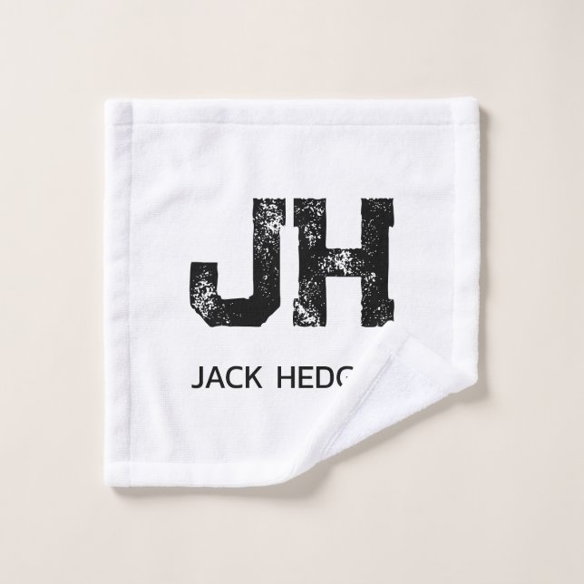 MINIMALIST BLACK TWO LETTER MONOGRAM NAME WHITE (Toallita)