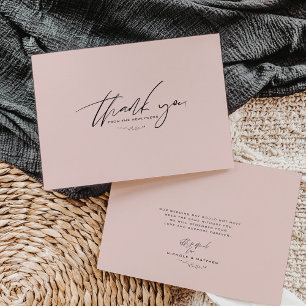 Minimalist Blush Pink Wedding Thank You Card