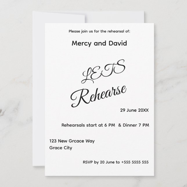 Minimalist Boho Rehearsal Invitation card (Anverso)