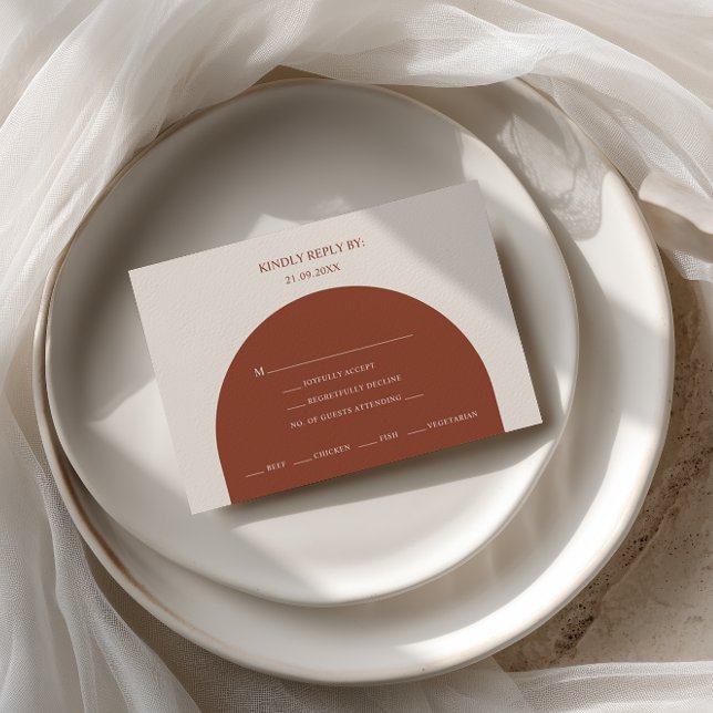 Minimalist Burnt Orange Arch Menu Choice RSVP Card (Subido por el creador)
