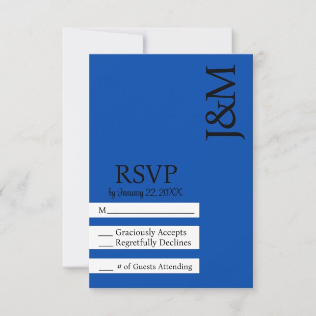 Minimalist Cobalt Blue RSVP card (Anverso)