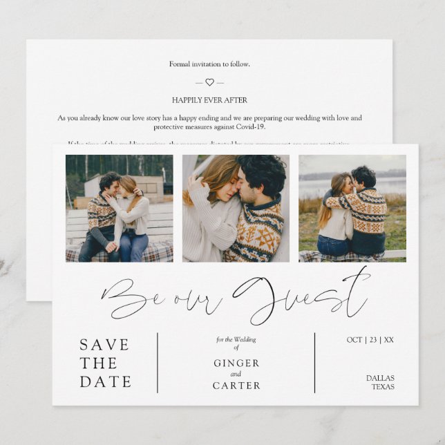 Minimalist Collage Be Our Guest 3 Photos Couple (Anverso / Reverso)