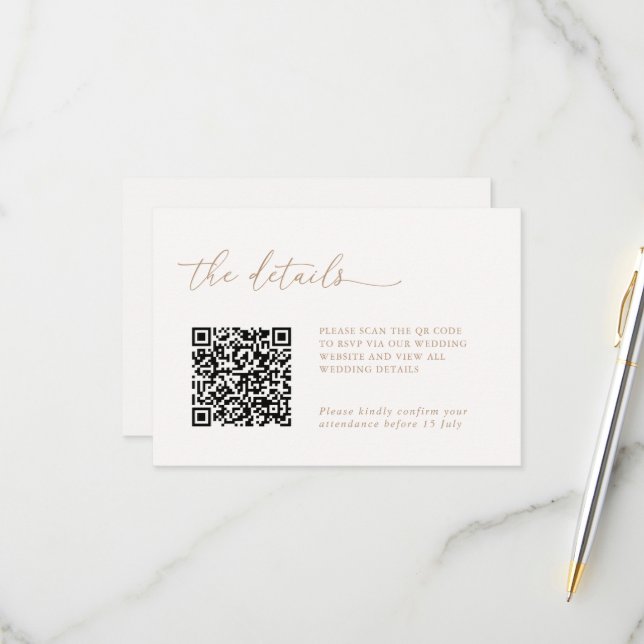 Minimalist Details & QR Code Wedding RSVP Card (Anverso/Reverso In Situ)