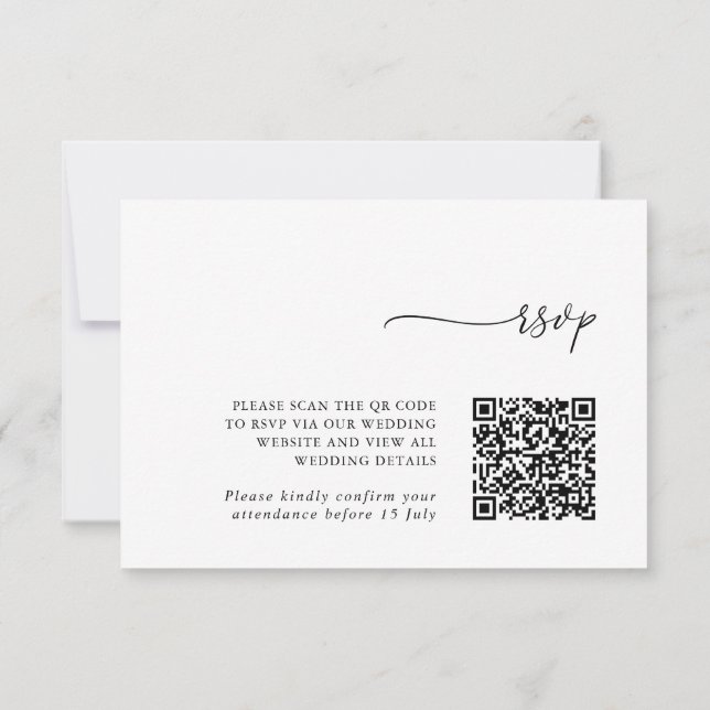 Minimalist Details & QR Code Wedding RSVP Card (Reverso)