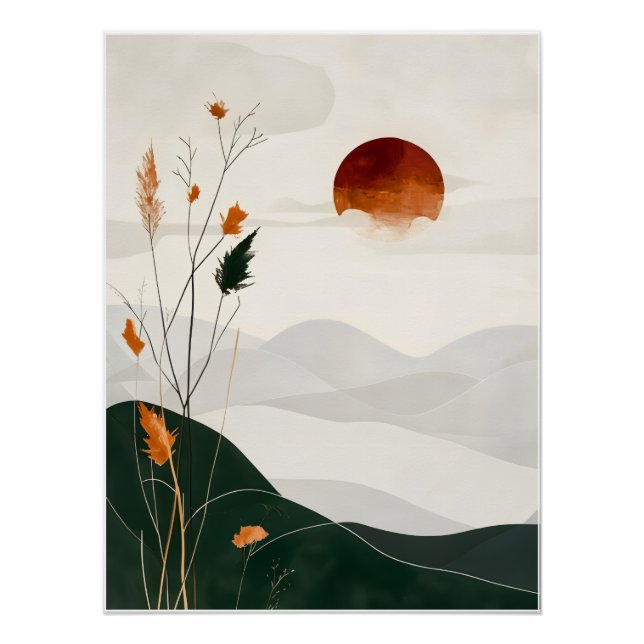 Minimalist digital poster "Abstract Sunset"   (Anverso)