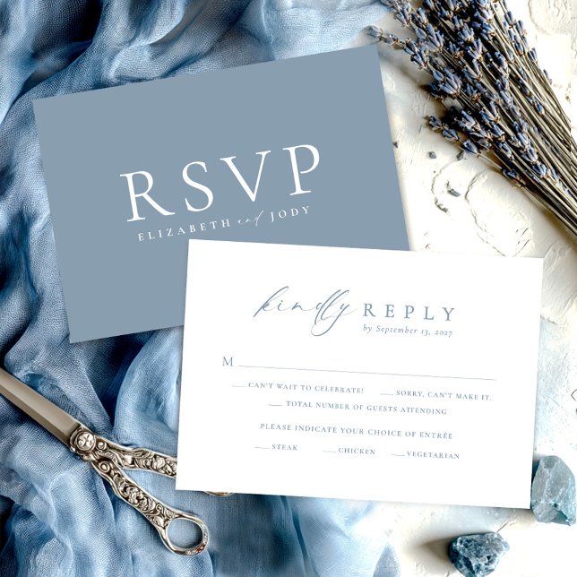 Minimalist Dusty Blue RSVP Wedding Card (Subido por el creador)