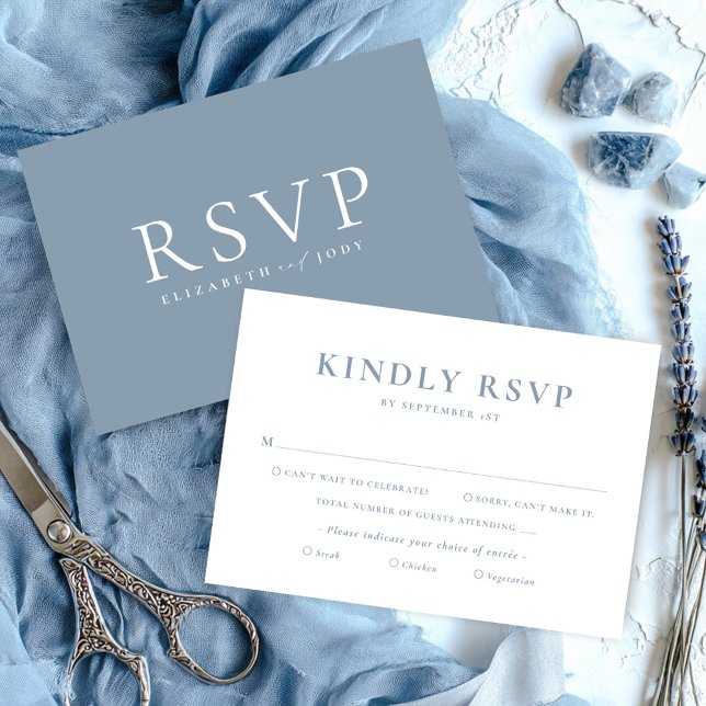 Minimalist Dusty Blue Wedding RSVP Card (Subido por el creador)