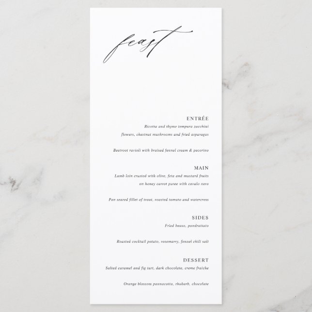 Minimalist Elegant Wedding Menu Card (Anverso)