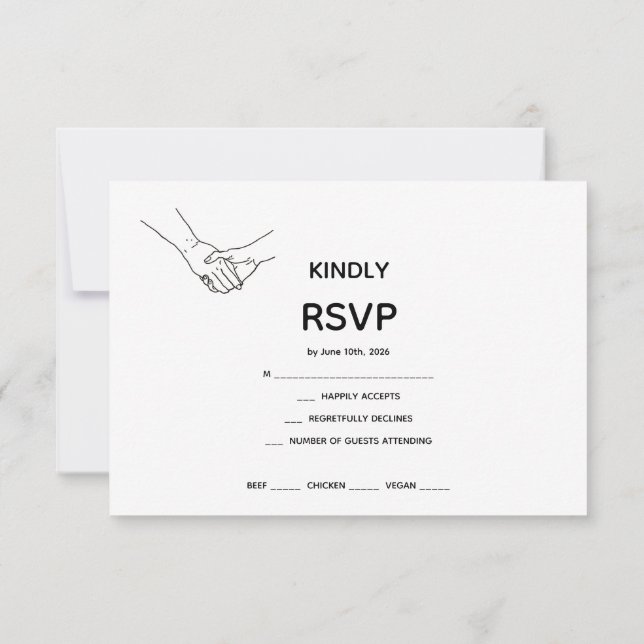 Minimalist Eternal Bond Line Art Wedding RSVP Card (Reverso)