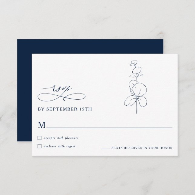 Minimalist Eucalyptus Spring  Wedding RSVP Cards (Anverso / Reverso)