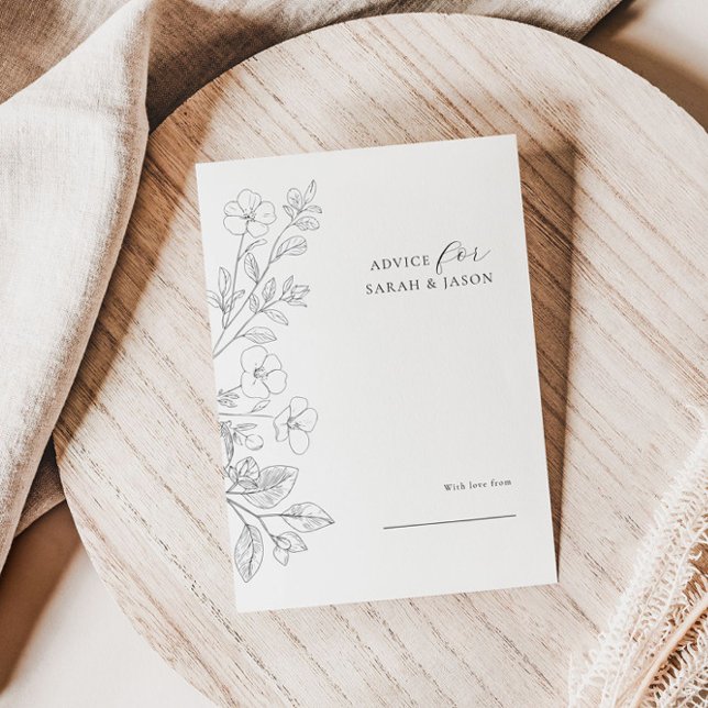 Minimalist Floral Wedding Advice Card (Subido por el creador)