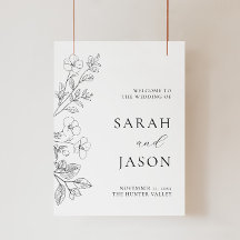 Minimalist Floral Wedding Welcome Sign Foam Board