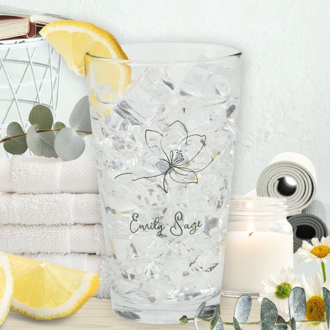 Minimalist Floral Zen Line Art Sage Green (Minimalist Floral Line Art Zen Sage Green Glass ©Susanne Sachers - Sunny Wanderlust 🌞✈️)