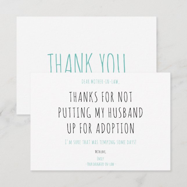 Minimalist Funny Handwriting Mother-in-law Quote (Anverso / Reverso)