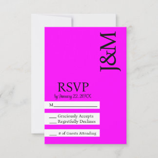 Minimalist Fuschia Magenta RSVP card