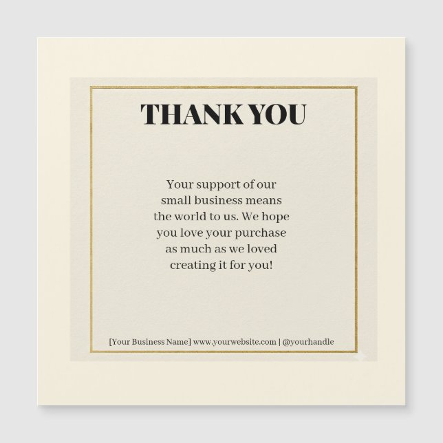 Minimalist Gold Border Luxury Business Thank You P (Anverso)