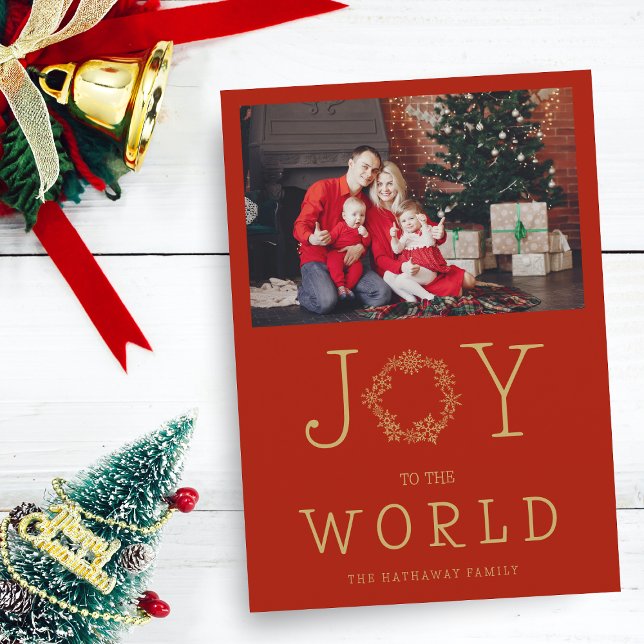 Minimalist Gold Snowflakes Joy To The World Family (Subido por el creador)