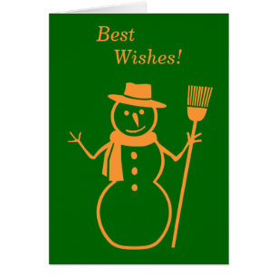 minimalist gold snowman with broom for christmas