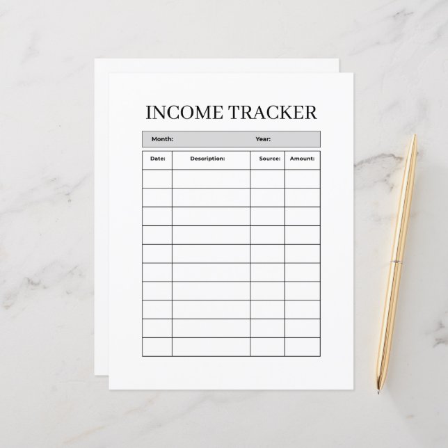 Minimalist Income Tracker FLYER (Anverso/Reverso In Situ)