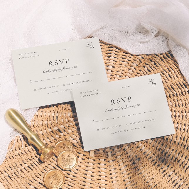 Minimalist Ivory Editorial Wedding RSVP Card (Subido por el creador)