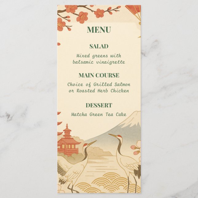 Minimalist Japanese Cherry Blossom Wedding Menu (Anverso)