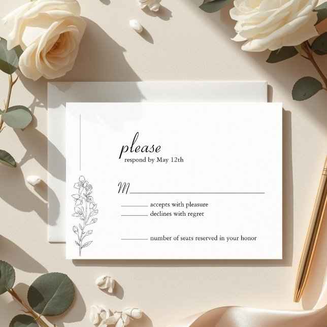 Minimalist Larkspur Wedding RSVP Card (Subido por el creador)