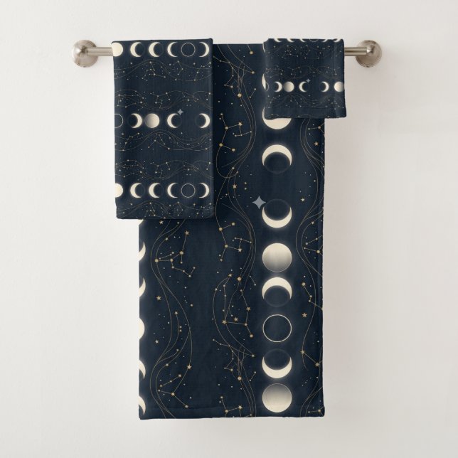 Minimalist Lunar Phases Pattern with Stars and Nig (In situ)