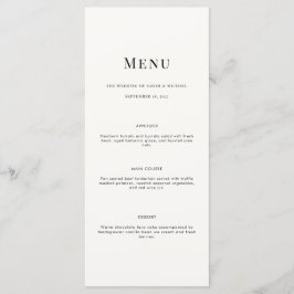 Minimalist Modern Typography Wedding Menu Card