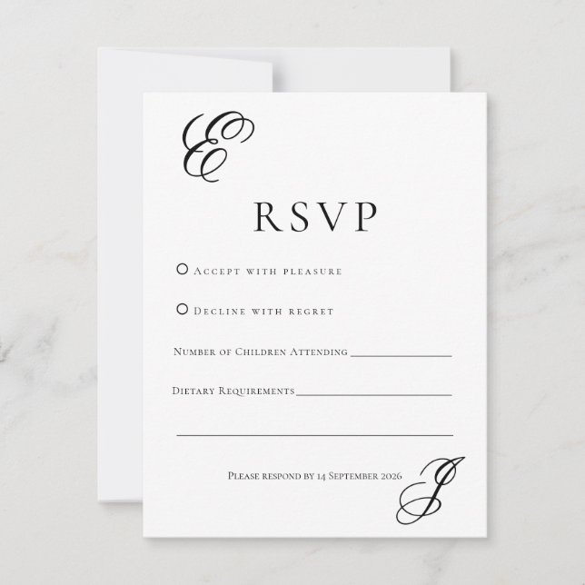 Minimalist Monogram Wedding RSVP Card  (Anverso)