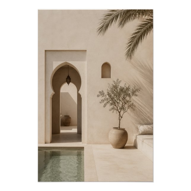 Minimalist Moroccan Riad Poster (Anverso)