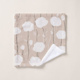 Minimalist Pastel Rose White Floral Pattern